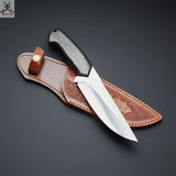 10.5" Inches HAND FORGED Full Tang D2 Steel Hunting Knife+ Leather sheath - ZB Knives Store