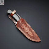10.5" Inches HAND FORGED Full Tang D2 Steel Hunting Knife+ Leather sheath - ZB Knives Store