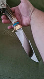 12.5" Inches HAND FORGED Fixed Blade D2 Steel Hunter Bowie Knife + leather sheath - ZB Knives Store