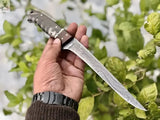 13" Inches HAND FORGED Full Tang Damascus Steel Fishing Fillet knife+ Leather sheath - ZB Knives Store