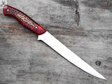 13" Inches HAND FORGED Full Tang J2 Steel Fishing Fillet knife+ Leather sheath - ZB Knives Store