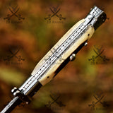 Swing guard Stiletto Knife Rare Italian Automatic - Antler Horn Damascus