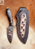 Best Knife to Skin a Deer: Damascus Blade with Buffalo Horn Handle & Belt Loop Sheath - ZB Knives Store