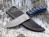 8.5" Inches HAND FORGED Full Tang High Carbon Steel Hunting Knife + leather sheath - ZB Knives Store