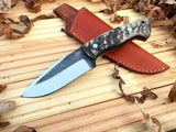 8.75" Inches HAND FORGED Full Tang 1095 High Carbon Steel Hunting knife+ Leather sheath - ZB Knives Store