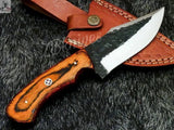 8" Inches HAND FORGED Full Tang 1095 High Carbon Steel Skinning Knife + leather sheath - ZB Knives Store