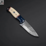 8" Inches HAND FORGED Full Tang Damascus Steel Skinning Knife+ Leather sheath - ZB Knives Store