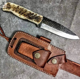 9" Inches HAND FORGED Full Tang 1095 High Carbon Steel Hunting Knife+ Leather sheath - ZB Knives Store