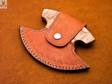 Beautiful HAND FORGED Full Tang Damascus Steel ULU Knife+ Leather sheath - ZB Knives Store