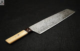 CUSTOM HANDMADE DAMASCUS CHEF KNIFE WITH LEATHER SHEATH - ZB Knives Store