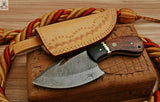 CUSTOM HANDMADE DAMASCUS GUTHOOK HUNTING KNIFE Handle Material: Bull Horn / Rose Wood / Brass / Brass Pins - ZB Knives Store