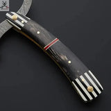 Custom Handmade Damascus Steel Razor Handle Zebra Sheet/Black Sheet With Leather Sheath Superior Quality Damascus Razor for Precision Grooming - ZB Knives Store