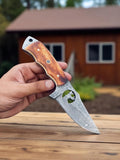 The Artisan's Custom Skinning Knife - 7.75" Damascus Steel + Premium Leather Sheath - ZB Knives Store