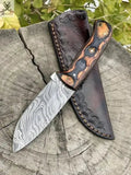  Damascus Steel Skinning knife with Leather sheath - ZB Knives Store