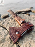 Best Hatchet - Engraved High Carbon Forged Steel Head & Wood Engraved Handle - ZB Knives Store