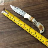 SET OF TWO DAMASCUS STEEL CUSTOM HANDMADE POCKET FOLDING KNIFE - ZB Knives Store