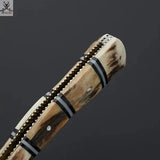 Stag Horn handmade Razor With Leather Sheath Handcrafted Damascus Razor for the Discerning Gentleman - ZB Knives Store