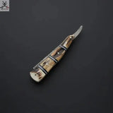 Stag Horn handmade Razor With Leather Sheath Handcrafted Damascus Razor for the Discerning Gentleman - ZB Knives Store