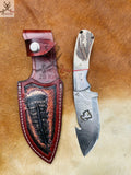 Hook Knife - Damascus Steel Turkey Cut Blade With Custom Belt Sheath - ZB Knives Store