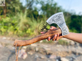 Battle AXE - Ash Wood Handle, Engraved High Carbon Forged Steel Head - ZB Knives Store